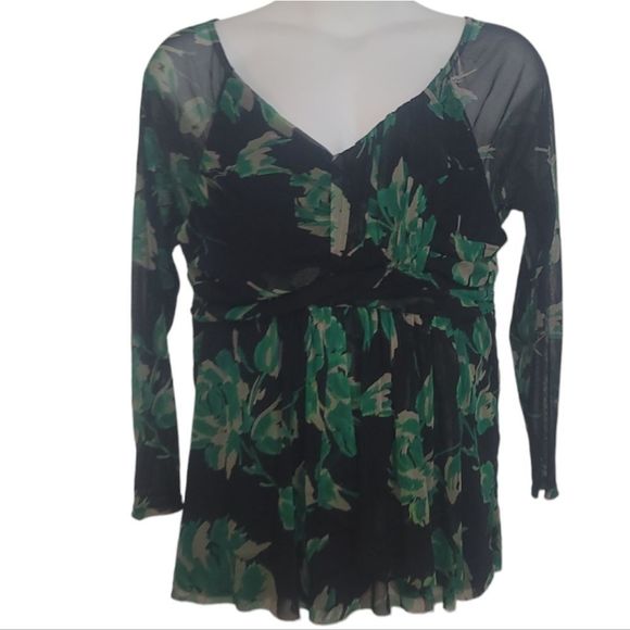 INC International Concepts Tops - INC INTERNATIONAL CONCEPTS MACY'S green black mesh floral print 2x top shirt